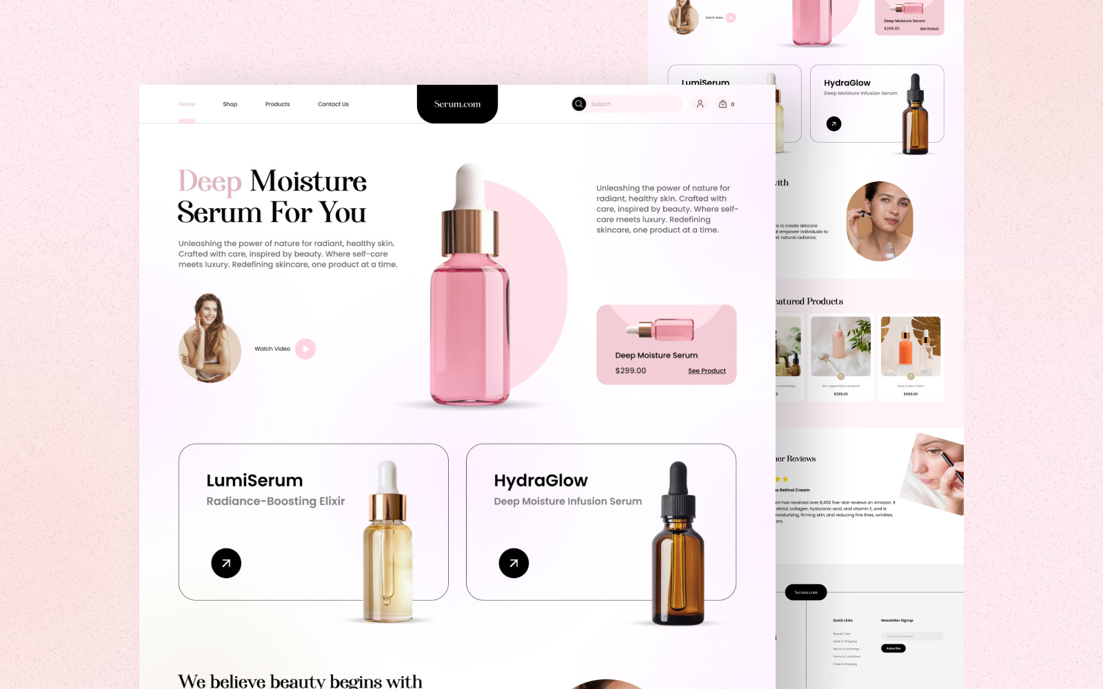 Beauty Products Web Design animation beauty website brand guide brand style branding ecommce website graphic design landing page logo minimalist website shopify shopify store ui web layout website website design wireframe