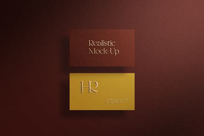 Luxury embossed business card mockup with shadow corporate identity