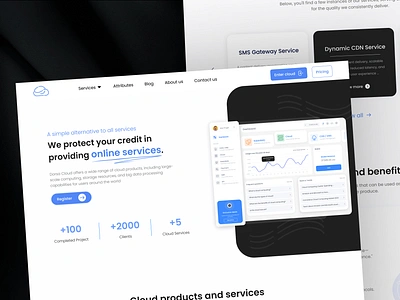 Cloud service landing page: Seamless & Scalable Solutions cloud service dashboard dns hero section landing landing page minimal minimal design product design saas server ui website