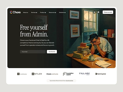 Chore Homepage Hero desktop genai hero illustration minimal serif ui web webdesign website