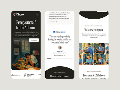 Chore Web Mobile 1950s brand branding illustration minimal mobile serif ui webdesign website