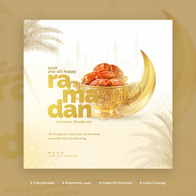 Ramadan Kareem Special food menu social media post template Psd moslem