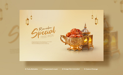 Ramadan Kareem Special food menu social media post template Psd moslem