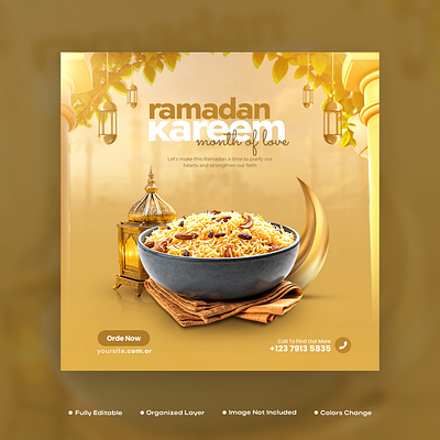 Ramadan Kareem Special food menu social media post template Psd moslem