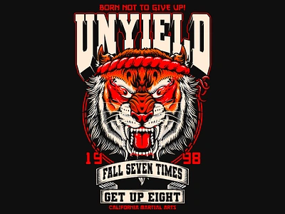 UNYIELD TIGER MARTIAL ARTS - VECTOR ILLUSTRATION art badge branding design graphic design illustration logo martial arts muay thai tiger ui unyield ux vector