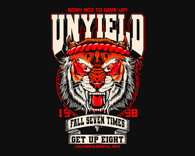 UNYIELD TIGER MARTIAL ARTS - VECTOR ILLUSTRATION art badge branding design graphic design illustration logo martial arts muay thai tiger ui unyield ux vector