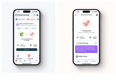 Kiddie | Week by Week Pregnancy Track Mobile App app design app design idea app home page app interfaces best app design best mobile app design inspiration doctor booking app health app healthcare app medical app mental health app mobile app mobile app design mobile app design agency pharmacy app pregnancy tracker app pregnancy tracking app top app development companies women health app