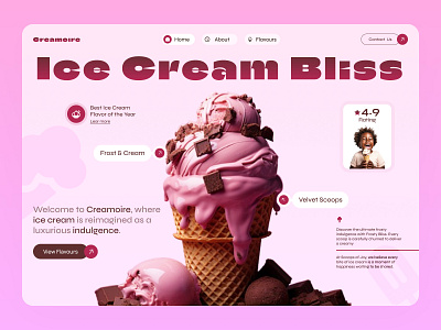 Ice Cream Website Header design dribbble dribbble shots figma figma design ice cream ice cream header ice cream website illustra illustration typography ui ux web web design web header website website design