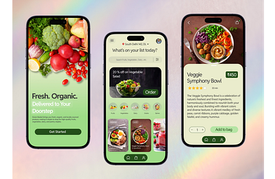 Fresh Organic food delivery App 3d animation app design branding graphic design logo minimalistic design modern design motion graphics productdesign ui