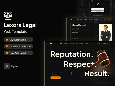 Lexora Legal - Law Website Template figma figma design figma ui law firm legal service ui ui design uiux web web design web template website design