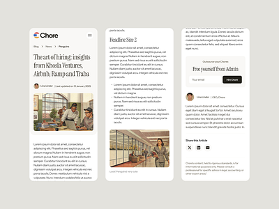 Chore Blog Mobile article blog branding genai illustration mobile serif typography webdesign website