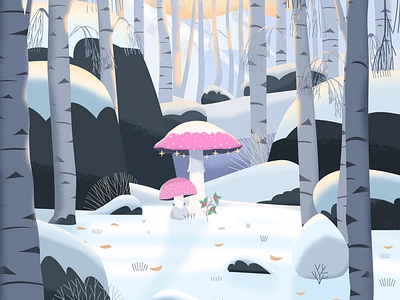 Winter landscape illustration mushroom vector illustration winter winter landscape