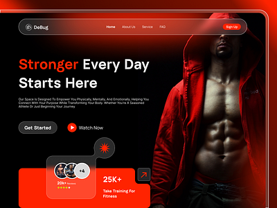 Website design For Gym body hero section clean design dark gym gym hero section gym ui hero section gym responsive design ui uidesign website