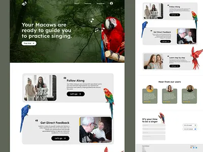 Sing with Macaws Website - Landing Page design landing page singing ui ux website