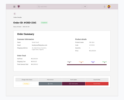 Order Details: Admin UI for Seamless Order Management admindashboard ecommerceui ordermanagement ui uidesign