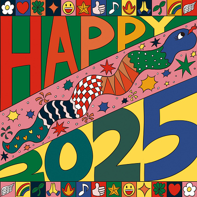 Happy new year 2025 Illustration artwork drawing graphic design happy happynewyear illustration korean newyear snake