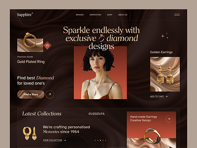 Sapphire - Jewellery Brand Website diamond earrings ecommerce elegant jewellery fashion gold handmade jewellery homepage jewellery jewellery shop jewellery website landing page luxury jewellery necklace ornaments surprise gift web design webdesign website design wedding jewellery