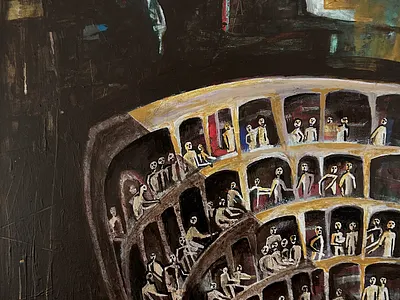 Tajný sněm ...., 70 x 50 cm, akryl na plátně, 2025