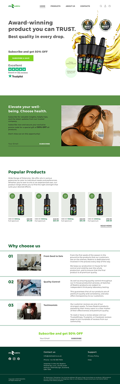 Landing page of dietary supplements design landingpage site ui ux webdesign website