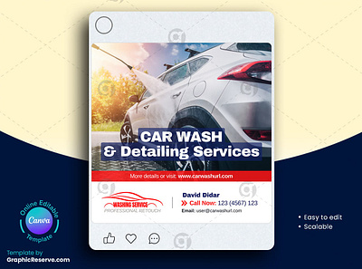 Car Wash & Detailing Social Media Banner Canva Template automobiles marketing template car post design car rental design canva template car rental social media post car social media post car wash canva template car wash instagram post car wash social media banner rent a car post social media canva design