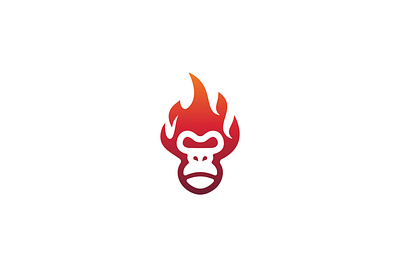 Gorilla Fire Logo abstract abstrak logo ape logo design design logo fire logo flame logo gorilla logo illustration logo logo company logo modern logos minimalist logo monkey logo unique logo