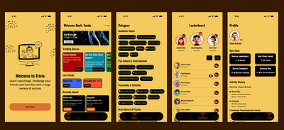 Trivio Quiz App branding colors compete competition design educative app graphic design kids app learning app logo mobile mobile app mobile design product design quiz app quiz mobile app teen app typography ui ux