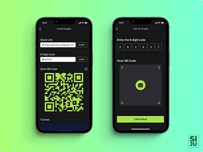 Invite & Join Events with QR Codes app darkmode join event qr travel ui