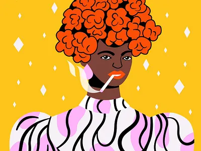 Afro Portrait afro bold color bright color colorful design digital art fashion female flower geometric graphic design illustration portrait smoke vector vector art woman