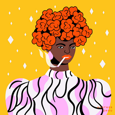 Afro Portrait afro bold color bright color colorful design digital art fashion female flower geometric graphic design illustration portrait smoke vector vector art woman