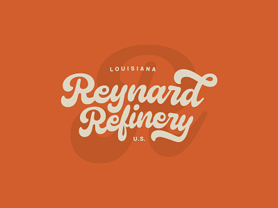 Reynard Refinery logo. brand design brand identity branding calligraphy custom type design fnb food and beverage logo logo lockup logomark logotype refinery retro script typography vintage