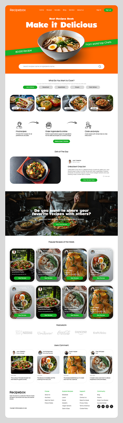 Recipe Sharing and Blog Website design graphic design logo ui ux web design