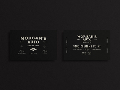 Morgan's Auto - stationery. auto automotive branding business card collateral custom auto graphic design logo logo lockup logomark logotext moto print design repair retro stationery vintage