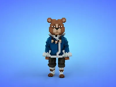 Bear Warrior Voxel Character - 3D Lowpoly Fantasy Creature 3d 3d model avatar bear brown bear cartoon character fantasy game art game asset godot humanoid isometric lowpoly magicavoxel stylized unity3d unrealengine voxedit voxel art
