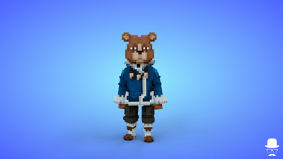 Bear Warrior Voxel Character - 3D Lowpoly Fantasy Creature 3d 3d model avatar bear brown bear cartoon character fantasy game art game asset godot humanoid isometric lowpoly magicavoxel stylized unity3d unrealengine voxedit voxel art