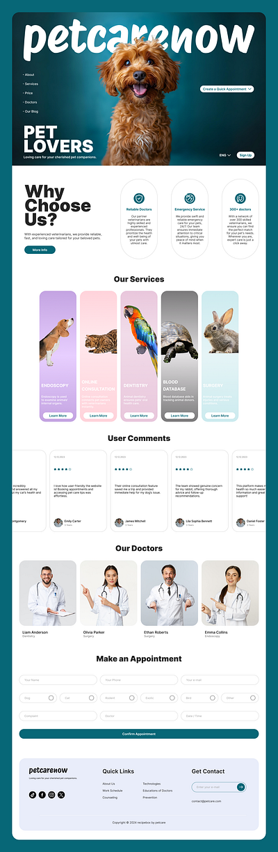 Information and Appointment Website for Pets design graphic design logo ui ux web design