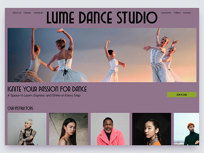 Dance school backgraund color big type branding brutalizm choreography color bg dance dance classes dance studio dancer design concept first block first section hero section home page typography user experience web design web marketing website