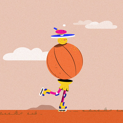 Mr Ball rollerskating animation motion graphics