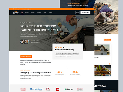 Website UI Design - BRW Roofing Company custom roofing website hvac roof company roof website roofing roofing company roofing website web design website design website ui