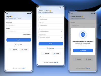 Login and Sign up Screens app app design application branding create account createaccount dailyui design figma graphic design login password resgistor signup trending ui uiux website