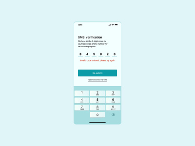 An error screen with invalid code entered app design figma graphic design ui ux