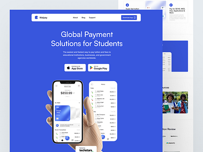 Walplay - Global Payment Students college finance global payment landing page payment students ui ux wallet