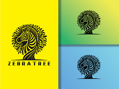 Zebra Tree Logo agency alcon logo america ancient company flight freedom graphic design illustration logo outdoor tree logo minimal vector zebra face zebra tree logo