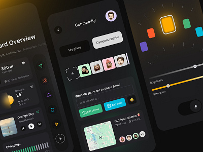 Smart Camper App 🚍⚡️ app app design branding car clean dark mode dark mode design dashboard design graphic design ios iphone minimal mobile mobile app settings smart car ui ux