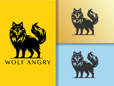 Wolf Angry Logo agency alcon logo america branding company design flight for sale freedom graphic design illustration logo outdoor ui ux vector wolf fully body logo wolf head logo wolf logo wolf vector logo