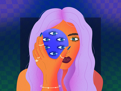 third third eye artwork crystal ball drawing female gradients illustration psychedelic third eye