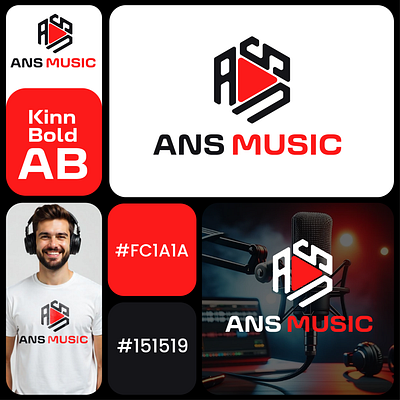 ANS MUSIC LOGO logo logo design logo designer logo mark media modern logo music music logo sound sound logo