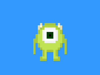 8-Bit Mike Wazowski 8 bit character disney illustration mike wazowski monsters inc pixar