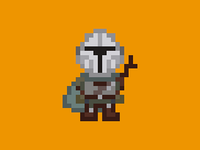 8-Bit Mandalorian 8 bit character disney illustration mandalorian star wars