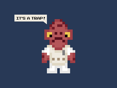 8-Bit Admiral Ackbar 8 bit admiral ackbar character disney illustration its a trap star wars