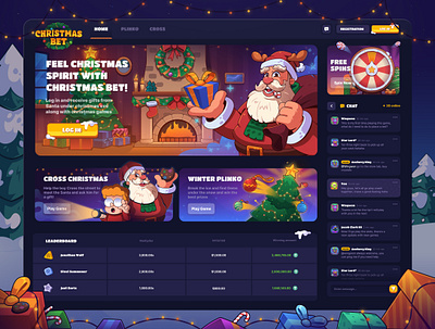 Christmas Bet: Home Page (Christmas Event) bet casino casino game christmas cross crypto casino dark interface event gambling game banner holiday home page main page new year plinko uiux web design